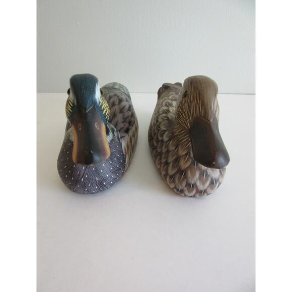 Two Vintage Signed by Two Different Artists Mallard Male and Female Duck Decoys - Picture 3 of 8